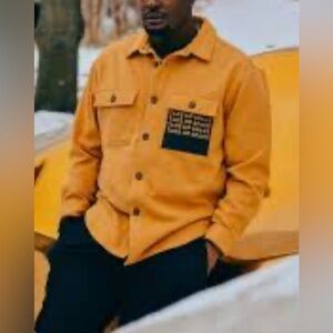 Men’s shirt jacket Black History Month Take up space. 70% cotton. Mustard XL NWT